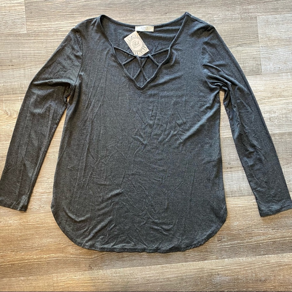 A.gain Basic Strappy Long Sleeve Relaxed Fit Top